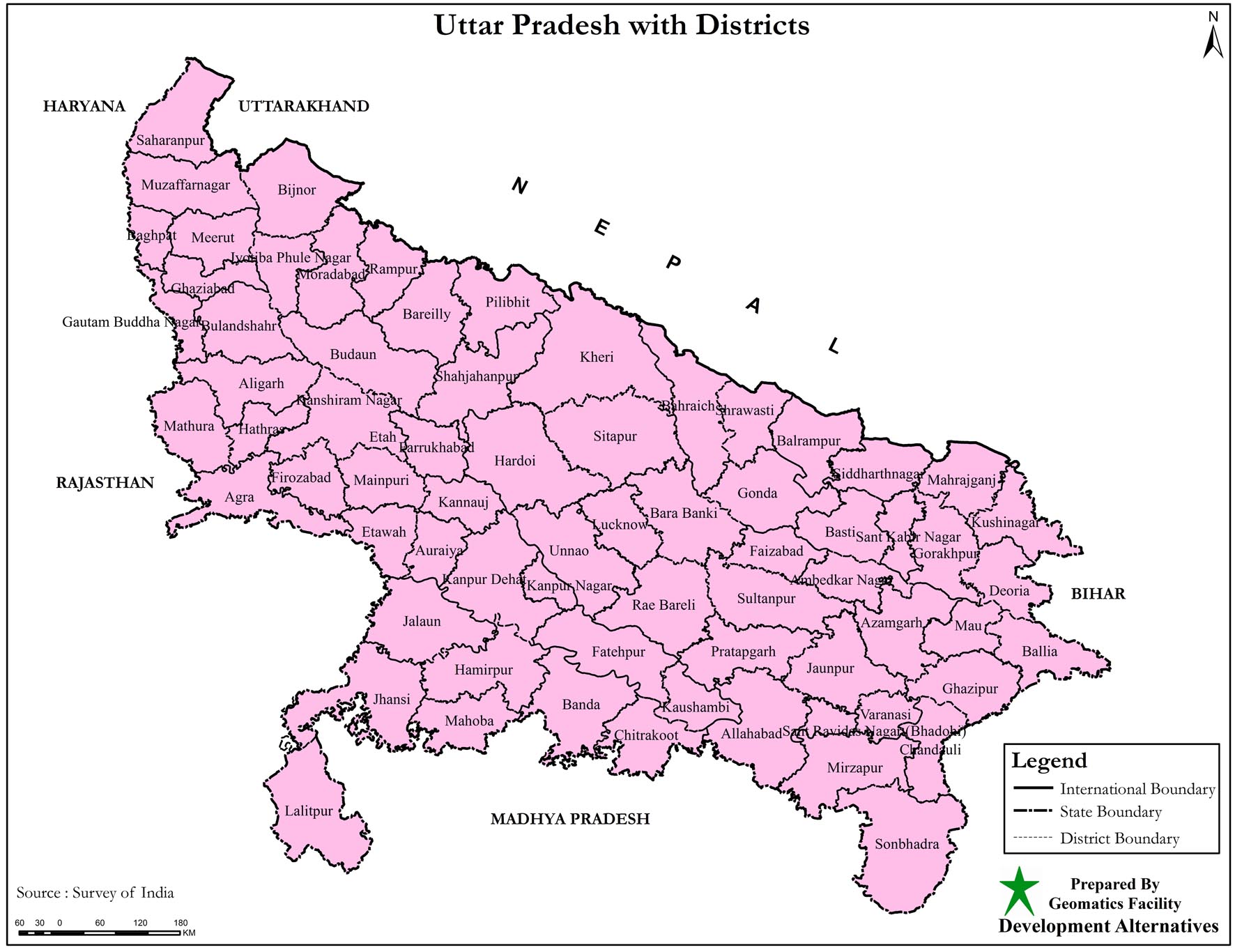 Political Map of Uttar Pradesh